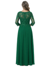 ChicSew Round Neck Long Sleeve Beaded Lace Applique Floor Length Chiffon Mother Of The Bride And Groom Dresses