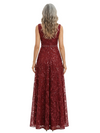 ChicSew V-Neck Sequins Lace Applique Beaded Waist Floor Length Chiffon Formal Gown Mother Of The Bride Dresses