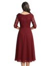 ChicSew Asymmetric Long Sleeve Lace Tea Length Chiffon Casual Mother Of The Bride Dresses