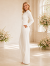 ChicSew Fancy V-Neck Long Sleeves Crepe Floor-Length Wedding Jumpsuit