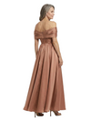 ChicSew Stunning Off The Shoulder A-Line Silky Satin Mother Of The Groom Dress Pleated Formal Gown