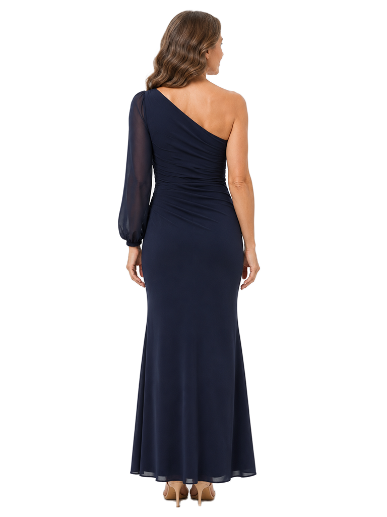 ChicSew One Shoulder Long Sleeve Ankle Length Chiffon Formal Mother Of The Bride Dresses