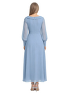 ChicSew Pretty Wrap V-Neck Mother Of The Bride Dress With Long Sleeves Chiffon Ankle-Length Gown