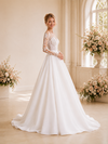 ChicSew Elegant Unique Long Sleeves Lace Satin A-Line Maxi Long Wedding Dresses