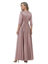ChicSew V-Neck Long Sleeve Soft Satin A-Line Ankle-Length Mother of the Bride Dresses