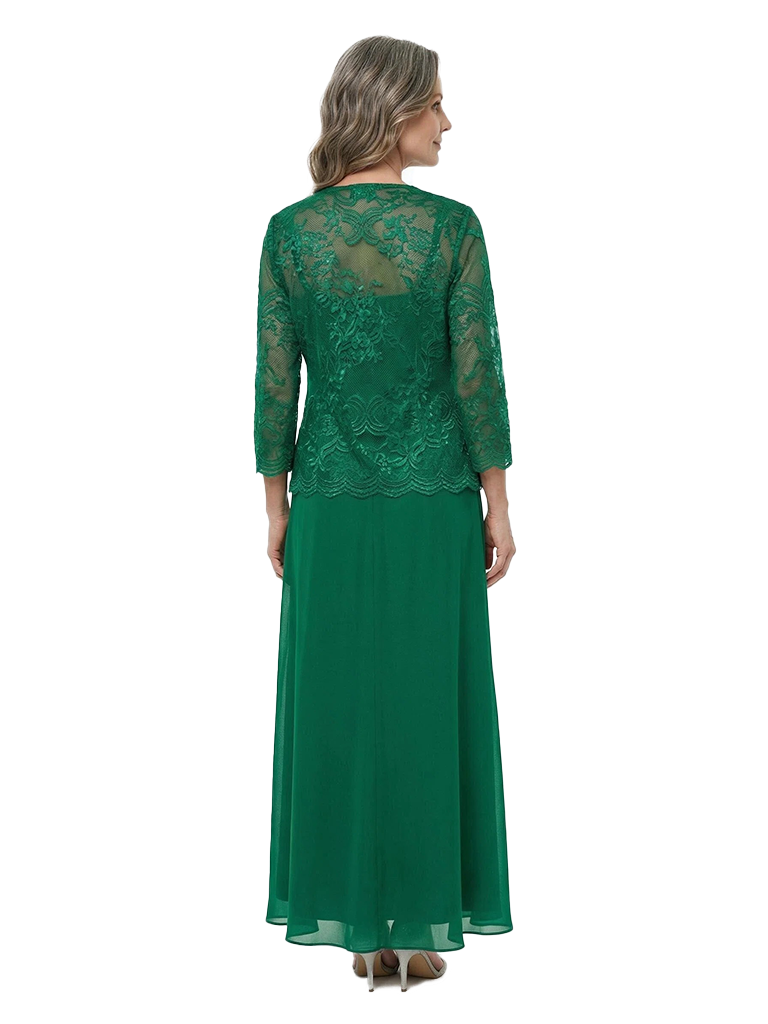 ChicSew Long Sleeve Lace Jacket Ankle Length Chiffon Two Piece Mother of the Bride Dresses