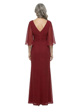 ChicSew V-Neck Half Sleeve Beaded Floor Length Chiffon Sheath Mother Of The Bride Dresses