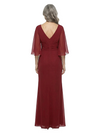 ChicSew V-Neck Half Sleeve Beaded Floor Length Chiffon Sheath Mother Of The Bride Dresses