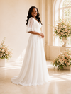 ChicSew Elegant V-Neck Half Sleeves Lace Appliques Chiffon A-Line Maxi Wedding Dress