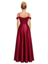 ChicSew Spaghetti Straps Boning Soft Satin A-Line Side Slit Long Bridesmaid Dress