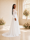 ChicSew Fancy V-Neck Long Sleeves Chiffon A-Line Maxi Wedding Dress With Lace Applique