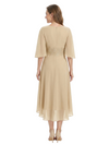 ChicSew Cape Sleeves V-Neck Lace Appliques Knee-Length Chiffon A-Line Mother Of The Groom Dress