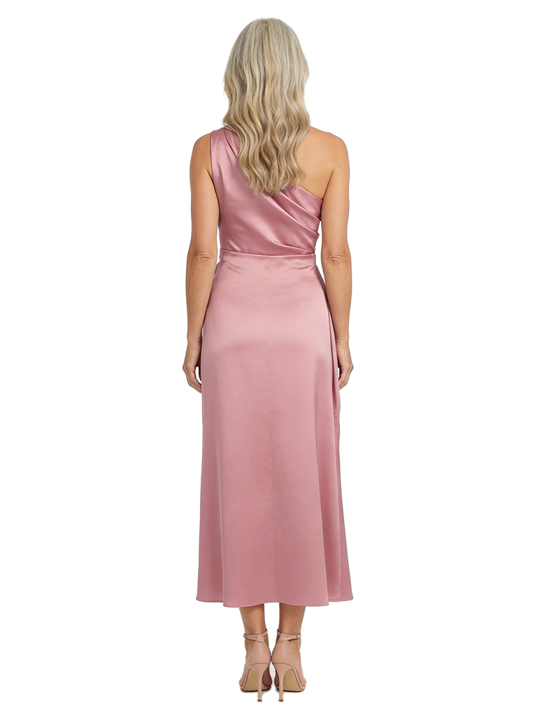 ChicSew Pretty One Shoulder Sleeveless Silky Satin Sheath Ankle-Length Mother Of The Groom Gown With Ruching