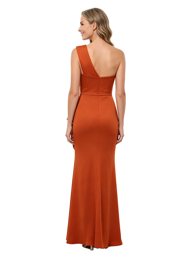 ChicSew One Shoulder Satin Mother Of The Groom Dress Rhinestone Sheath Evening Gown