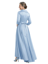 ChicSew Unique Silky Satin Mother Of The Bride Dress High-Low A-Line Gown With Long Sleeves