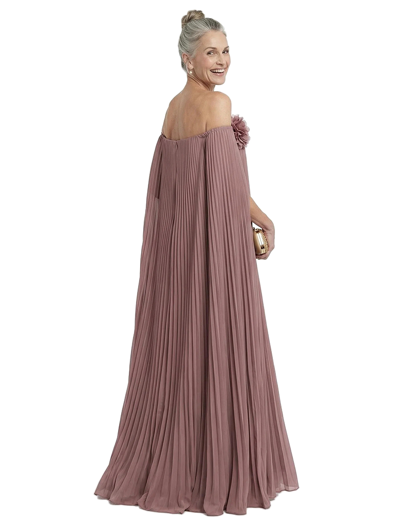 ChicSew Pleated Floral Applique Floor Length Chiffon Romantic Mom Of The Groom Dresses