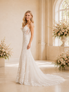 ChicSew Sexy Mermaid Lace Applique Tulle Spaghetti Straps Maxi Long Wedding Dress Open Back With Button