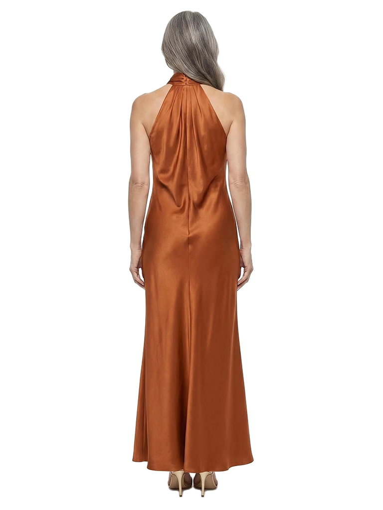 ChicSew Beautiful Halter Neck Sleeveless Mother Of The Groom Dresses Cross Front Satin A-Line Formal Gown