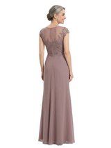 ChicSew Illusion Cap Sleeves A-Line Chiffon Lace Bodice Mother of the Bride Dresses