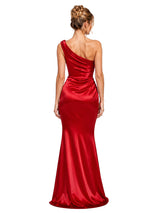 ChicSew One Shoulder Ruched Soft Satin Mermaid Floor Length Bridesmaid Dresses