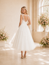 ChicSew Elegant Illusion Sleeveless A-Line Midi Lace Tulle Wedding Dresses