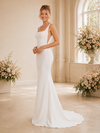 ChicSew Classy Square Neckline Spaghetti Straps Crepe Mermaid Floor-Length Wedding Dress