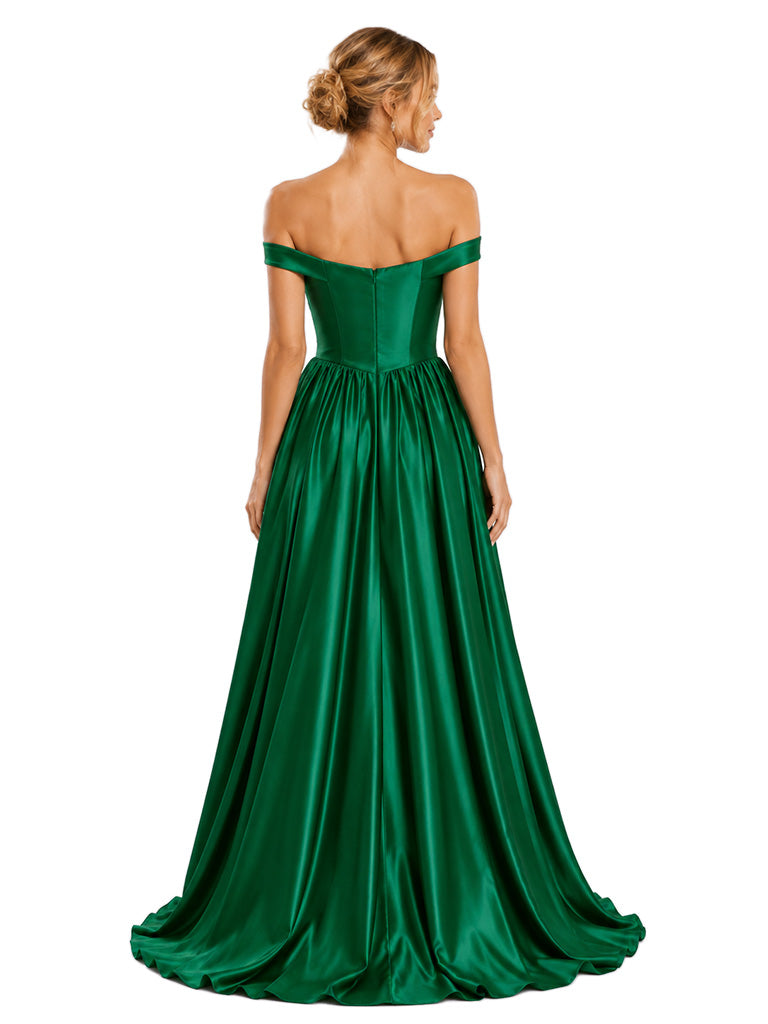 ChicSew Beautiful Off Shoulder Soft Satin A-Line Floor-Length Bridesmaid Dresses