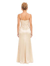 ChicSew V-Neck Spaghetti Straps Ruched Mermaid Floor Length Satin Bridesmaid Dresses