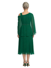 ChicSew Asymmetric Cape Sleeve Tea-Length Chiffon Mom Of The Groom Dresses