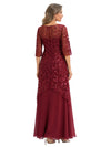 ChicSew Elegant Illusion Half Sleeve Lace Applique Chiffon Mother Of The Groom Dress
