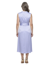 ChicSew High Neck Sleeveless Satin Asymmetrical Wrap Midi Mother of the Bride Dress