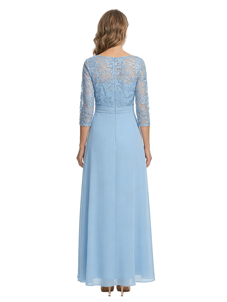 ChicSew Classy V-Neck Ruched Chiffon Lace Long Sleeve Mother Of The Bride Dresses