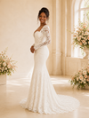 ChicSew Romantic Long Sleeves Mermaid Tulle Lace Appliques Maxi Wedding Dress