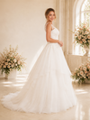 ChicSew Fancy Spaghetti Straps Tulle Lace Appliques A-Line Long Wedding Dress