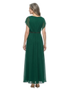 ChicSew V-Neck Flutter Sleeve Beaded Waist Ankle Length Chiffon A-Line Mother of the Bride Dress