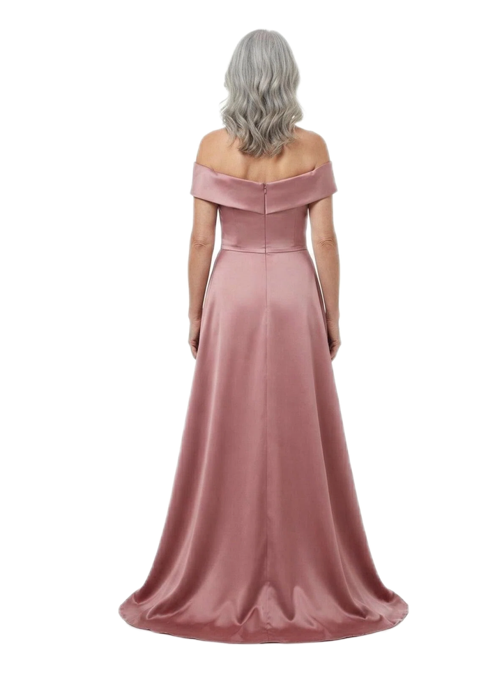 ChicSew Unique V-Neck Bow Waist Lace Silky Satin Mother Of The Bride Dresses With Overskirt