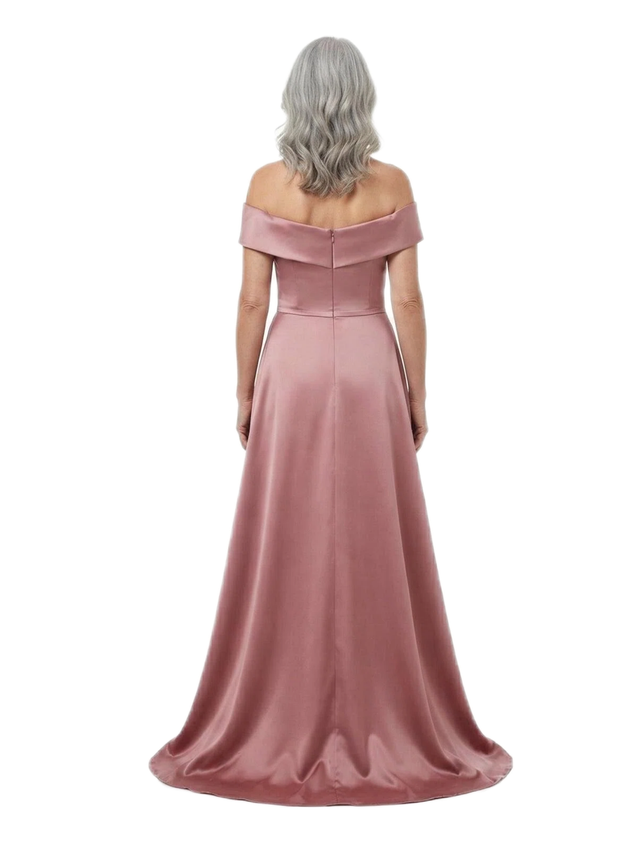 ChicSew Unique V-Neck Bow Waist Lace Silky Satin Mother Of The Bride Dresses With Overskirt