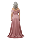 ChicSew Unique V-Neck Bow Waist Lace Silky Satin Mother Of The Bride Dresses With Overskirt