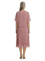 ChicSew Fancy Ruched A-Line V-Neck Mother Of The Bride Tea-Length Dress With Jacket