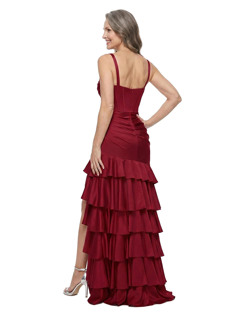 ChicSew Spaghetti Straps Boning Side Slit Satin Floor-Length Mermaid Mother of the Bride Dress