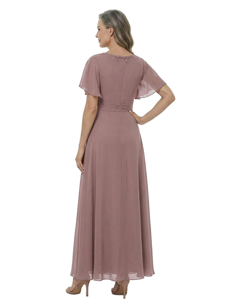ChicSew Beautiful Flutter Sleeve A-Line Chiffon Mother Of The Groom Gowns With Ruffle