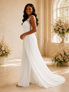 ChicSew Modern V-Neck Sleeveless Lace Chiffon Floor-Length Wedding Jumpsuit