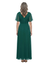 ChicSew V-Neck Flutter Sleeve Pleated Chiffon Ankle Length A-Line Mother of the Bride Dress