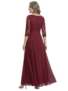 ChicSew Beautiful Lace Applique 3/4 Sleeve Chiffon Mother Of The Bride A-Line Gown