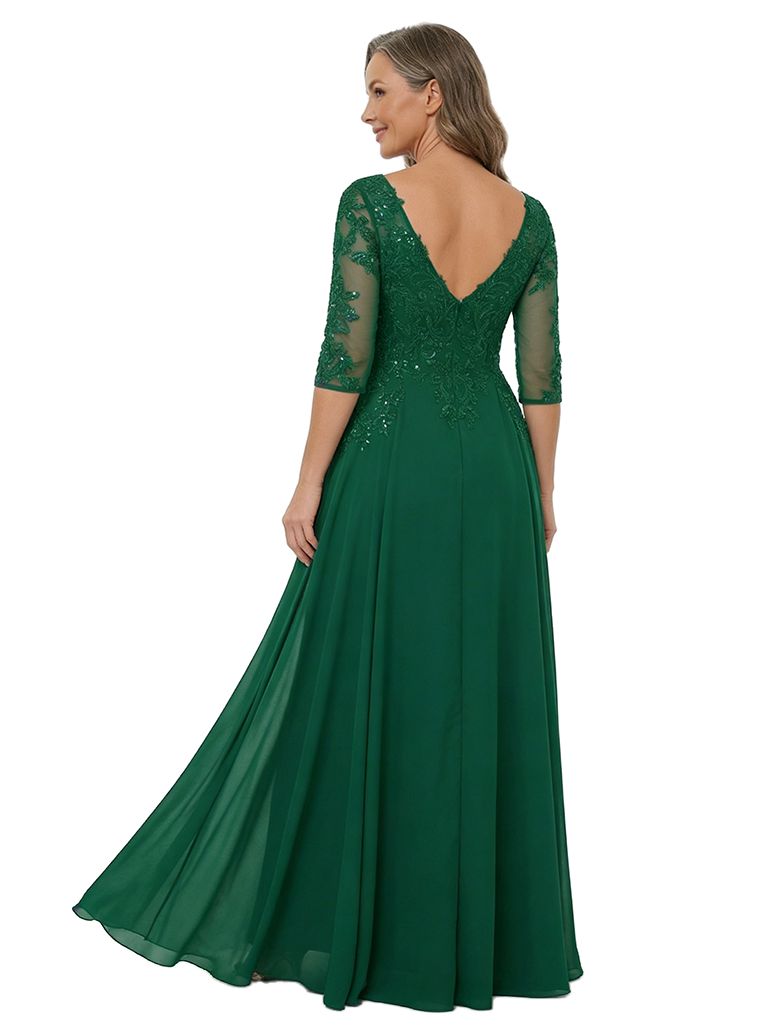 ChicSew Beautiful A-Line Mother Of The Groom Dress Sequin Lace Appliques Chiffon Half Sleeve