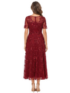 ChicSew Beautiful Short Sleeve Round Neck Lace Tea Length A-Line Mother Of The Bride Dress