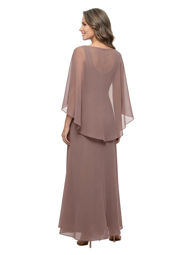 ChicSew Cape Sleeves Ankle-Length Chiffon Mermaid Mother Of The Bride Dresses
