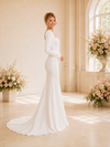 ChicSew Elegant Long Sleeves Mermaid Crepe Square Neckline Long Wedding Dresses