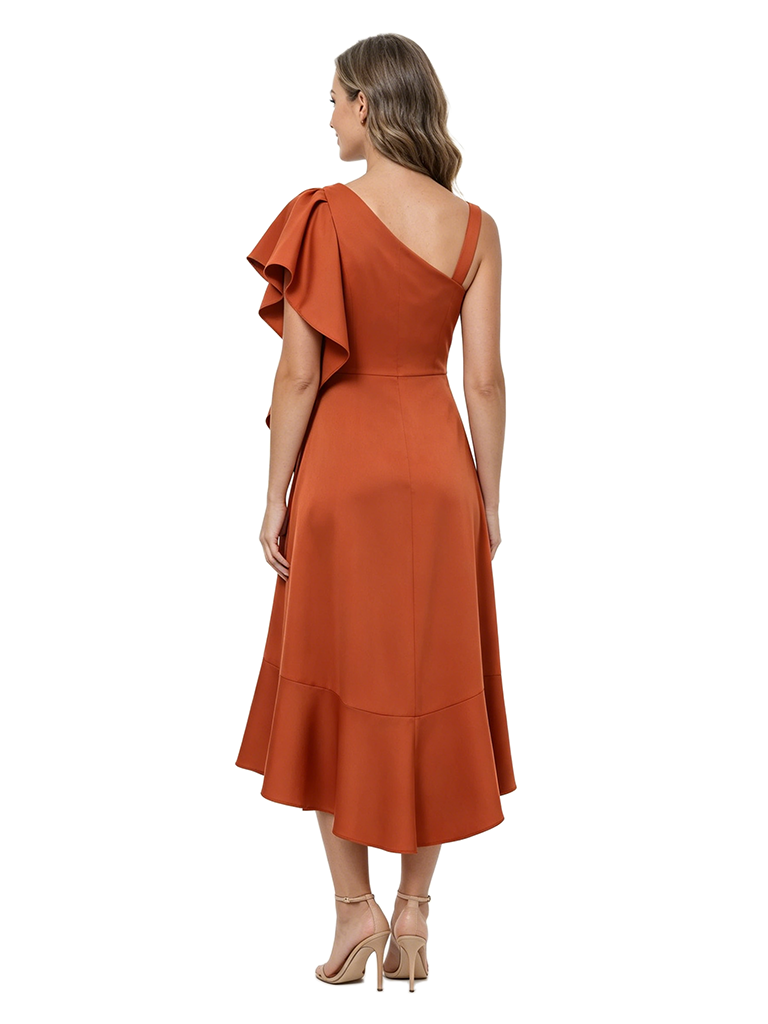 ChicSew Asymmetrical Straps Ruffle Mother Of The Groom Dress High Low Satin A-Line Unique Gown