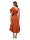 ChicSew Asymmetrical Straps Ruffle Mother Of The Groom Dress High Low Satin A-Line Unique Gown